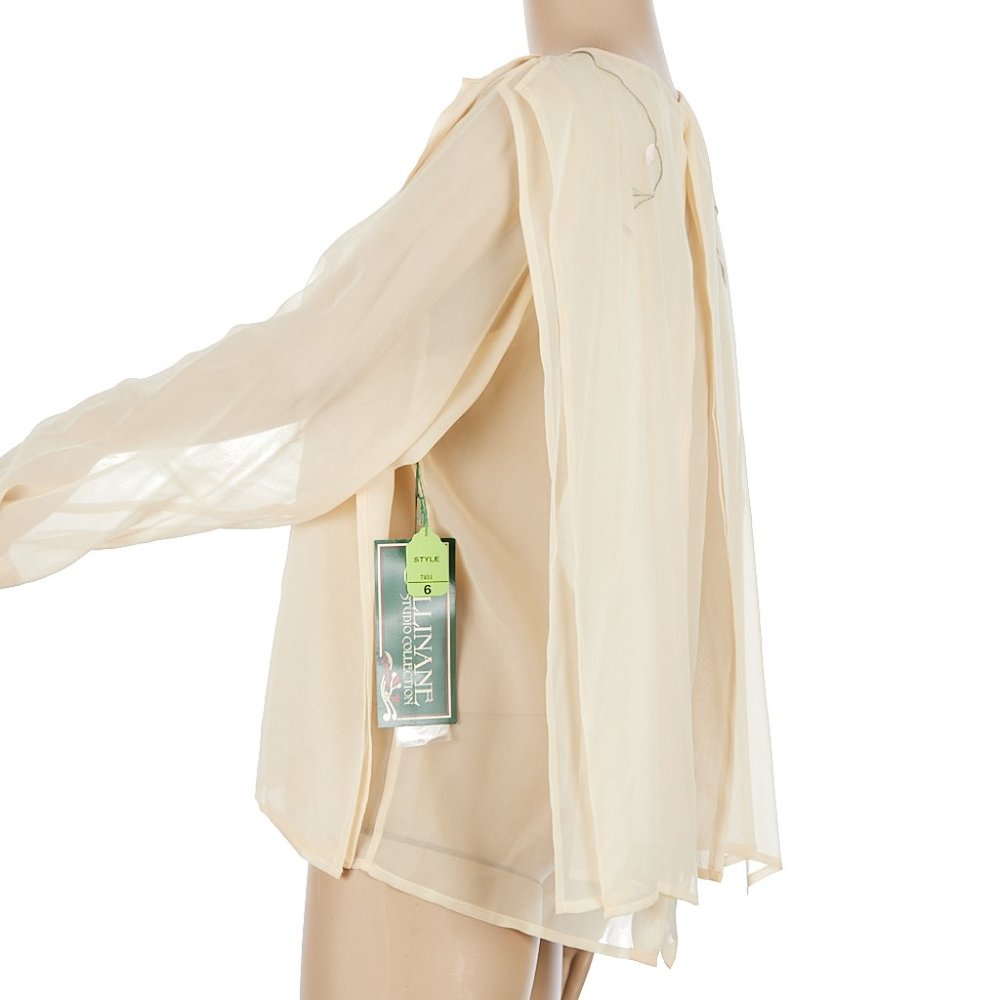 Vintage Deadstock Cullinane 100% Silk Embroidered Blouse Size 6 NOS - Picture 8 of 12